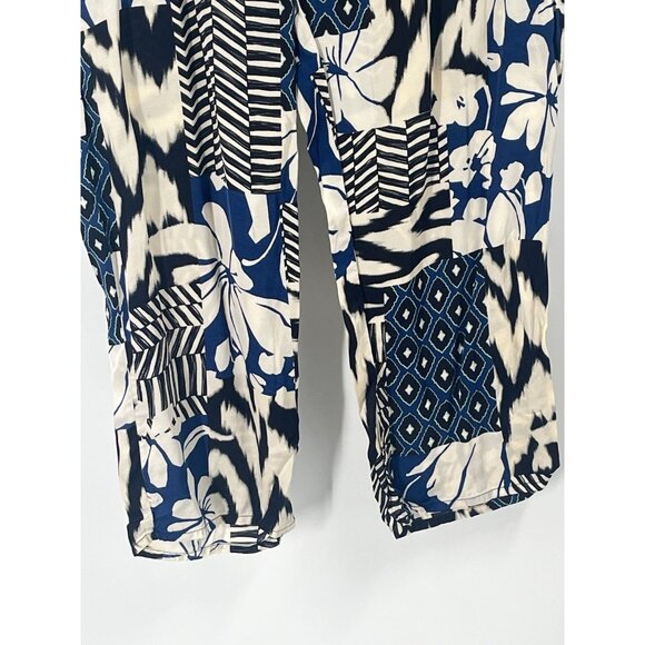 Zara Blue Pull On Pants Wide Leg Tropical Resort Sz XXL - Picture 3 of 5